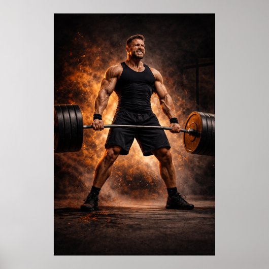 Meedogenloze Kracht – Zware Deadlift Power Poster (Voorkant)