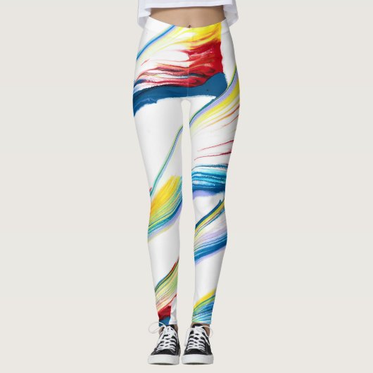 Meegaan 3 Wilde Gestreepte Abstracte Leggings (Voorkant)