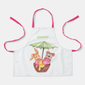 Meegepersonaliseerde kom met leuke dieren voor mei schort (Voorkant)
