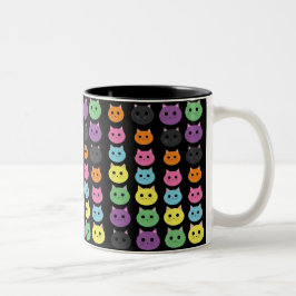 Meegkleurige katten tweekleurige koffiemok