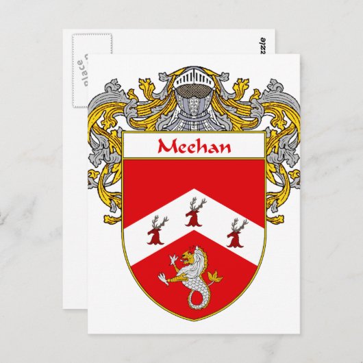 Meehan Wapen (Mantled) Briefkaart (Voorkant / Achterkant)