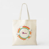 Meeiden Cirkel Regenboog Naam Frame Tote Bag (Achterkant)