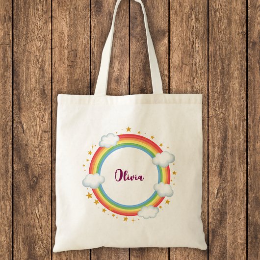 Meeiden Cirkel Regenboog Naam Frame Tote Bag