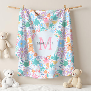 Meeisjesachtig koele zomerse floral regenboog mono fleece deken