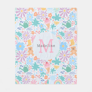 Meeisjesachtig koele zomerse floral regenboog mono fleece deken