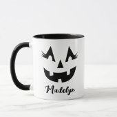 Meeisjesachtige Jack O Lantern Script Naam Hallowe Mok (Links)