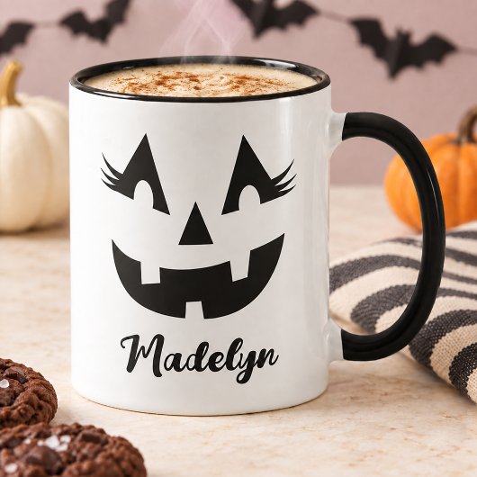 Meeisjesachtige Jack O Lantern Script Naam Hallowe Mok