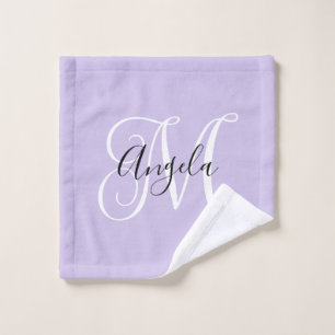 Meeisjesachtige kalligrafie monogram bleke lavende washandje