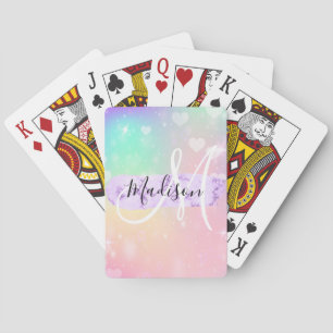 Meeisjesachtige Kleurrijke Eenhoorn Regenboog Hart Pokerkaarten