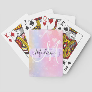 Meeisjesachtige Kleurrijke Eenhoorn Regenboog Hart Pokerkaarten
