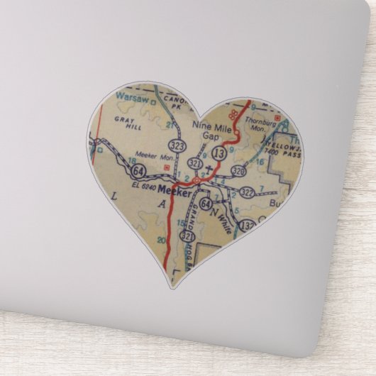 Meeker CO Retro Map Sticker (Detail)