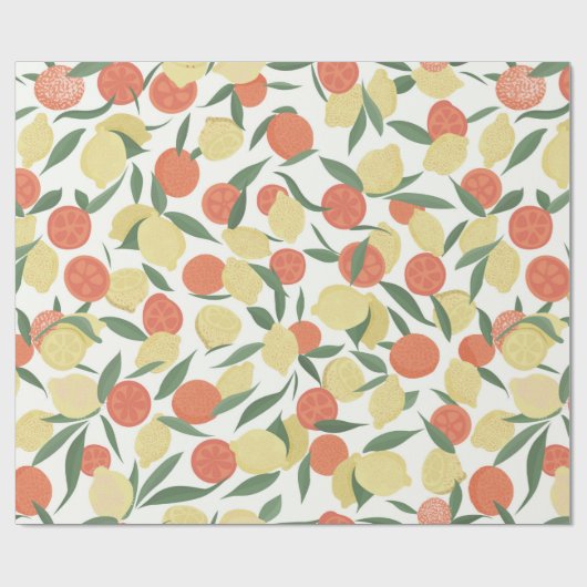 Meel en sinaasappel vruchten met bladeren op witte cadeaupapier (Vlak)