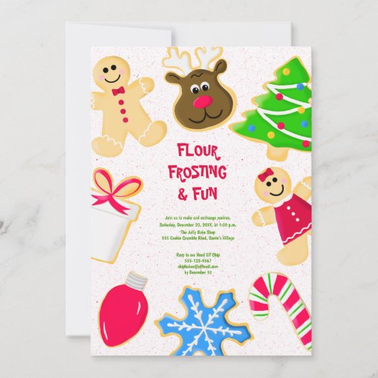 Meel Frosting Leuke Kinder Cookie Exchange Party Kaart (Voorkant)