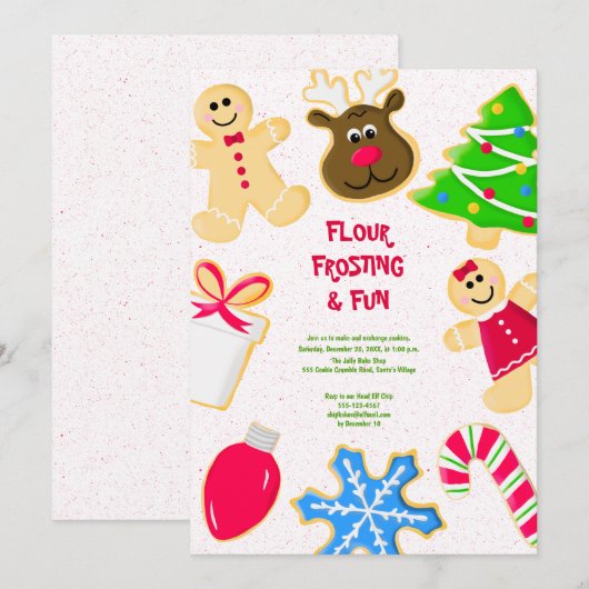 Meel Frosting Leuke Kinder Cookie Exchange Party Kaart (Voorkant / Achterkant)