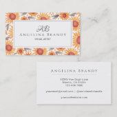 Meel geel Visitekaartje van zonnebloemen (Voorkant / Achterkant)