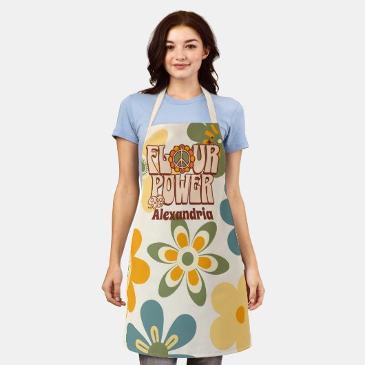 "Meel Power" Retro 60s Grappig Koken Bakken Schort (Gedragen)