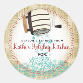 Meel sifter sneeuwvlok vakantie bakken gepersonali ronde sticker