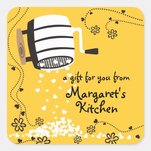 Meel zeefje bloemen bakker bakken cadeau label lab (Voorkant)