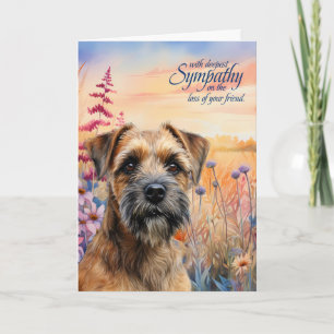 Meelevende Border Terrier Hond Wilde Bloemenwei Kaart