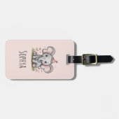 Meelevende Roze Olifant voor Meisjes Bagagelabel (Voorkant horizontaal)