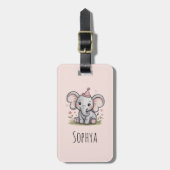 Meelevende Roze Olifant voor Meisjes Bagagelabel (Voorkant verticaal)