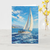Meelevende zeilboot Impasto Schilderij Kaart (Gele Bloem)