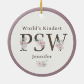 Meelevendste PSW Bloemige Kerstmis Keramisch Ornament (Achterkant)