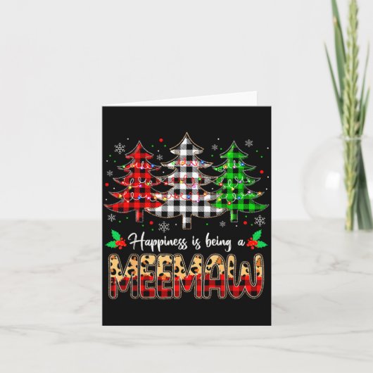 Meemaw Christmas Tree Xmas Buffalo Plaid Red White Kaart (Voorkant)