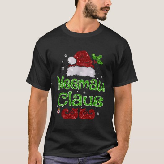 Meemaw Claus Shirt Kerstmis Pajama Familie Matchin (Voorkant)