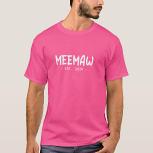 Meemaw Est 2024 Lola Moederdag Nieuwe Oma Pregna T-shirt