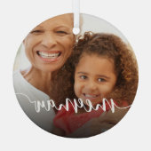 Meemaw Grandma Script Overlay Glas Ornament (Achterkant)