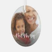 Meemaw Grandma Script Overlay Glas Ornament (Voorkant links)