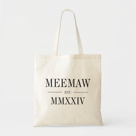 Meemaw Romeins numeriek jaar vastgesteld Tote Bag (Voorkant)