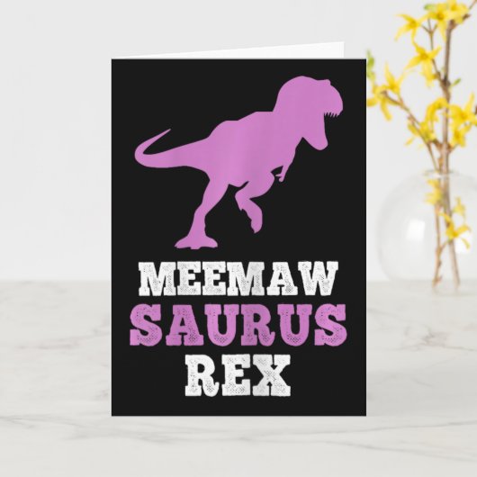 Meemaw-saurus Rex Dino Dinosaur Meemawsaurus Grapp Kaart (Gele Bloem)
