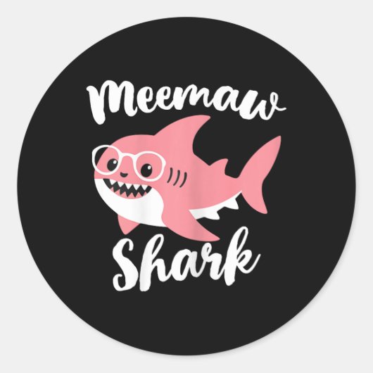 Meemaw Shark Moederdag Grandma Funny Mee-maw Ronde Sticker (Voorkant)