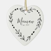 Meemaw Year Est. Kerstakeramische versiering Keramisch Ornament (Rechts)