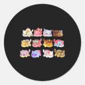 Meemeow Cats Plush Ronde Sticker (Voorkant)