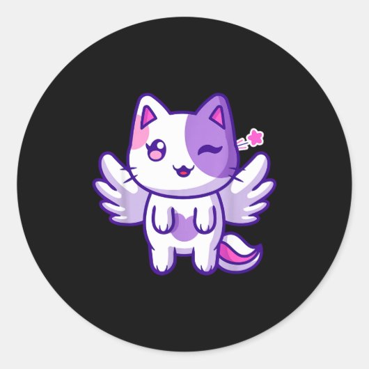 Meemeow Cute Cat Plu-shirt  Ronde Sticker (Voorkant)