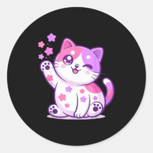 Meemeow katten knuffel zachte verjaardagsdecoratie ronde sticker
