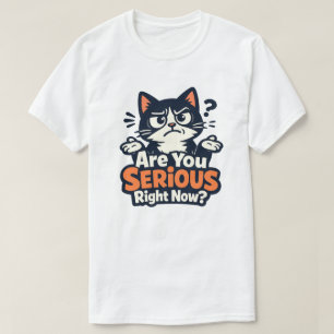 Meen je dit serieus? –Verwarde Skeptische Kat T-shirt