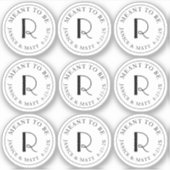 Meent om een mini-monogram etiket met huwelijksdat sticker (Voorkant)
