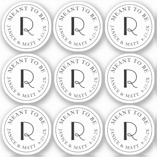 Meent om een mini-monogram etiket met huwelijksdat sticker (Voorkant)