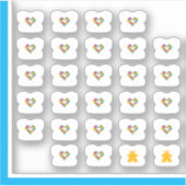 Meeple T-shirt Stickers - Piece, Love & Polyominos (Voorkant)