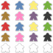 Meeple vinyl sticker blad | 9 kleuren (Voorkant)