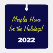 Meeples Home for the Feestdagen Metal Ornament (Achterkant)