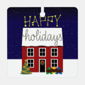 Meeples Home for the Feestdagen Metal Ornament (Voorkant)