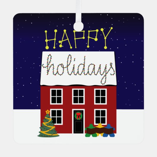 Meeples Home for the Feestdagen Metal Ornament (Voorkant)