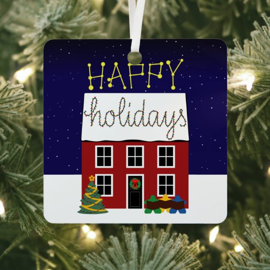 Meeples Home for the Feestdagen Metal Ornament (Insitu)