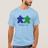 Meeples in Liefde, Blauw & Groen Mannen Shirt (Voorkant)