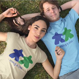 Meeples in Liefde, Blauw & Groen Mannen Shirt